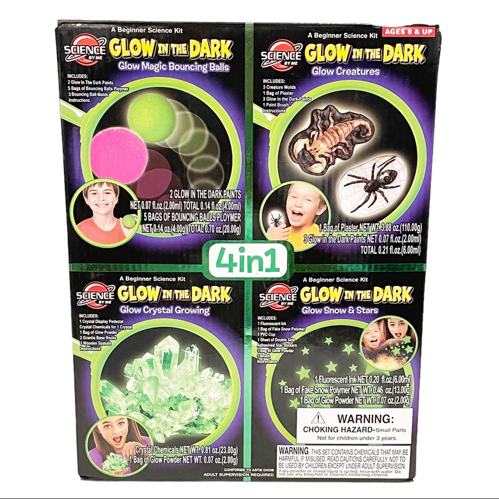 Science By Me Glow in the Dark 4 in 1 Kit NEW‎